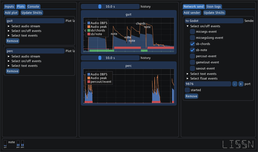 Lissn user interface